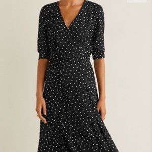 Mango Suit Polka Dot Office Wrap Dress Size 4 Work